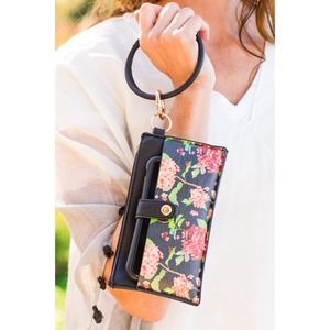 Bangle Wristlet - Floral Black